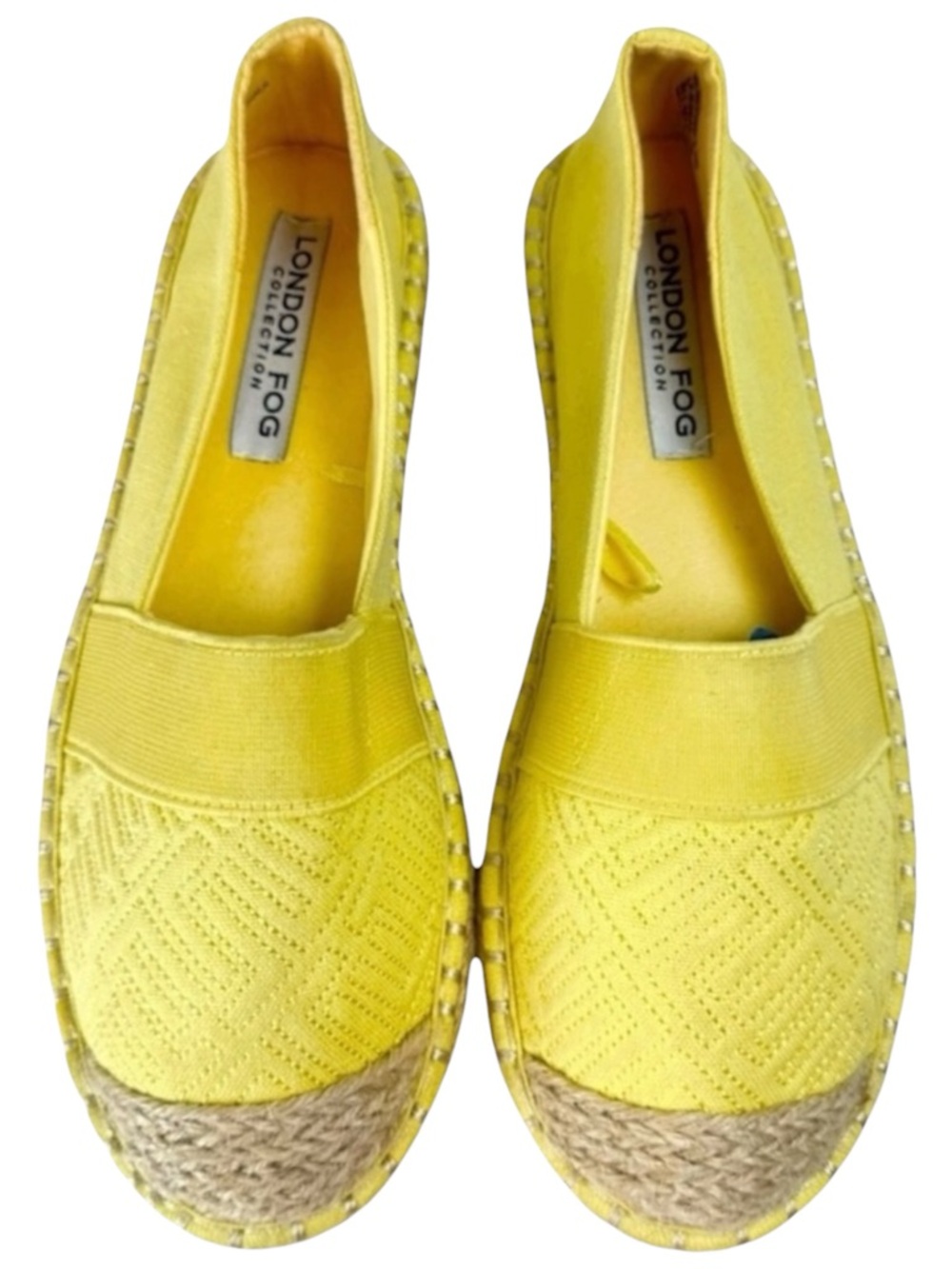 London Fog Karolyn Yellow Canvas Espadrille Slip On Flats Size 5.5 Euro Summer